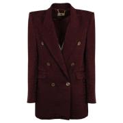 Dubbelbreasted Jacquard Blazer voor Vrouwen Elisabetta Franchi , Red ,...