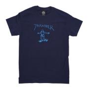 Logo Print Tee Navy/Light Blue Thrasher , Blue , Unisex