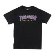 Zwart/Paarse T-shirt Korte Mouw Crew Neck Thrasher , Black , Unisex