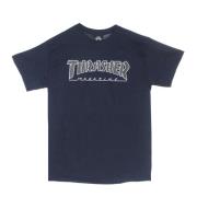 Navy/Black T-shirt Korte Mouw Crew Neck Thrasher , Blue , Unisex