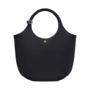 Zwarte Leren Tote Tas Courrèges , Black , Dames