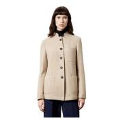 Herringbone Wool Jacket met Opstaande Kraag Massimo Alba , Beige , Dam...