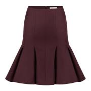 Rode Wol Peplum Midi Rok Nina Ricci , Red , Dames