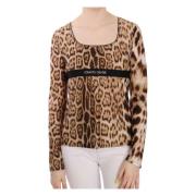 Elegant Leopard Top Roberto Cavalli , Brown , Dames