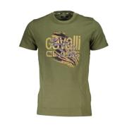 Logo Print Groene Katoenen T-Shirt Mannen Cavalli Class , Green , Here...