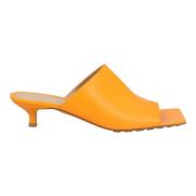 Leather mules Bottega Veneta , Orange , Dames