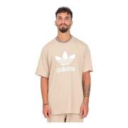 Beige Korte Mouw Sportieve T-shirt Adidas Originals , Beige , Heren