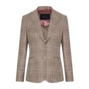 Zijden Glen Plaid Jas Kiton , Beige , Dames