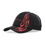 Tribal Flames Trucker Cap Zwart Vision OF Super , Black , Heren