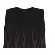 Flames Tee Zwart Dames T-Shirt Vision OF Super , Black , Dames