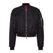 Zwarte Bomberjack met Geribbelde Kraag Dsquared2 , Black , Heren