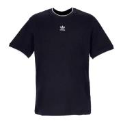 Zwarte Crew-Neck Tee met Logo Borduurwerk Adidas , Black , Heren