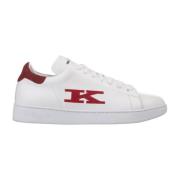 Witte Sneakers met Rode Suède Hiel Kiton , White , Heren