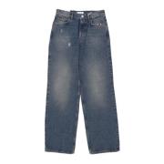 Denim Straight Leg Jeans Amish , Blue , Dames