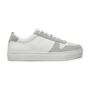 Witte Grijze Leren Sneakers Veters Tommy Hilfiger , White , Heren