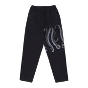 Zwarte Jogger Broek met Tentakel Print Octopus , Black , Heren