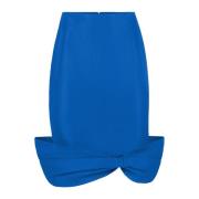 Blauwe Taffeta Strik Peplum Midi Rok Nina Ricci , Blue , Dames