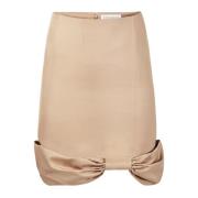 Beige Katoenen Strik Peplum Midi Rok Nina Ricci , Beige , Dames