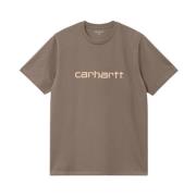 Korte Mouw T-Shirt Essentieel Comfort Carhartt Wip , Brown , Heren