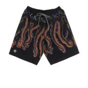 Zwarte Boardshorts met Octopusprint Octopus , Multicolor , Heren