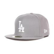 Dodgers Grijs/Wit Plat Klep Pet New Era , Gray , Unisex