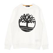 Core Logo Crewneck Sweatshirt Wit/Zwart Timberland , White , Heren