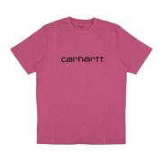 Script Tee Magenta/Zwart Korte Mouw T-shirt Carhartt Wip , Pink , Here...