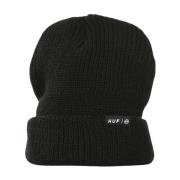 Zwarte Geribbelde Beanie Muts HUF , Black , Heren