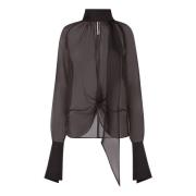 Zwarte Strikblouse - Elegante Stijl Nina Ricci , Black , Dames