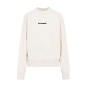 Katoenen sweatshirt in Dune-kleur Jil Sander , White , Dames