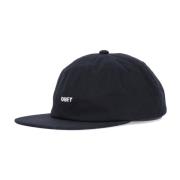 Zwarte Twill Platte Klep Strapback Obey , Black , Heren