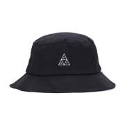 Zwarte Bucket Hat met Geborduurd Logo HUF , Black , Heren