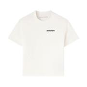 Geborduurd Logo Crew Neck T-shirts Palm Angels , White , Dames