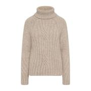 Alpaca Gevlochten Trui Kiton , Beige , Dames