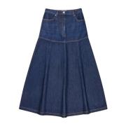 Denim Flare Rok Indigo Munthe , Blue , Dames