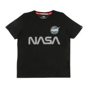 Reflecterend Nasa Logo Zwart T-shirt Alpha Industries , Black , Heren