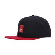 Snapback Pet Zwart/Rood Katoen Geborduurd ES , Black , Heren