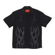 Tribal Flames Print Short Sleeve Shirt Vision OF Super , Black , Heren