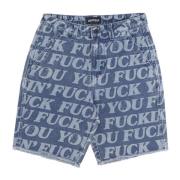 Denim Shorts met Rauwe Zoom Ripndip , Blue , Heren