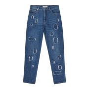 Versleten Boyfriend Jeans Blauw Munthe , Blue , Dames