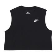 Sportswear Club Crop Tee Zwart/Wit Nike , Black , Dames