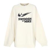 Crewneck Sweatshirt met Groot Logo Nike , Beige , Dames