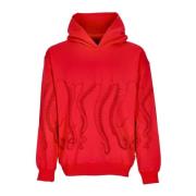 Rode Lichtgewicht Hoodie met Tentakel Print Octopus , Red , Heren