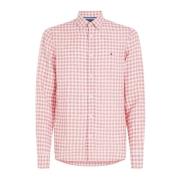 Linnen Gingham Overhemd Tommy Hilfiger , Red , Heren