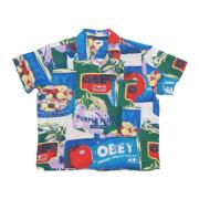 Zwart Multi Geweven Korte Mouw Overhemd Obey , Multicolor , Heren