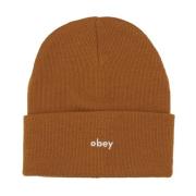 Karma Beanie Rubber Brown Hat Obey , Brown , Heren