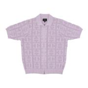 Monogram Jacquard Zip Polo Sweater HUF , Purple , Heren