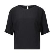 Satin Front T-Shirt Luisa Cerano , Black , Dames