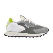 Grijze Sneakers met Fluorescerende Details RUN OF , Gray , Heren