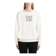 Effen Logo Sweatshirt Emporio Armani EA7 , White , Dames